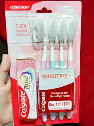 COLGATE SESITIVE 4TOOTH BRUSH + 1 TOOTH PASTE FREE